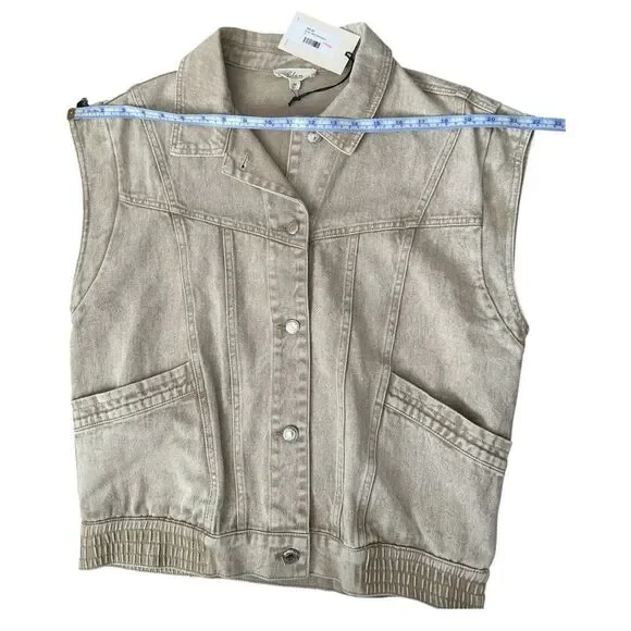 NWT Elan Joy Vest Tan Wash Button Down Denim with Pockets Sz Med - Picture 11 of 14